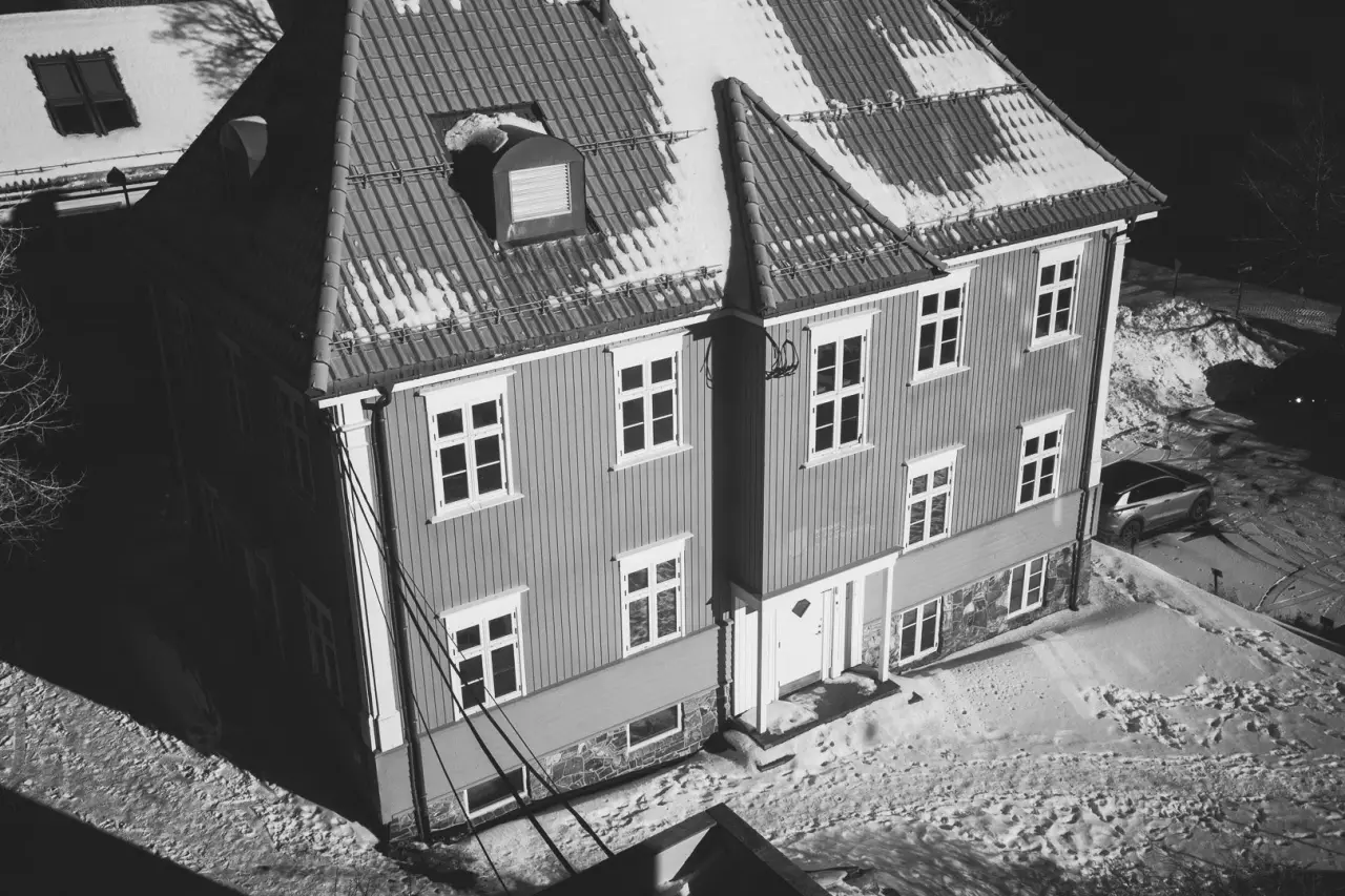 Det Blå Huset ovenfra, vinter